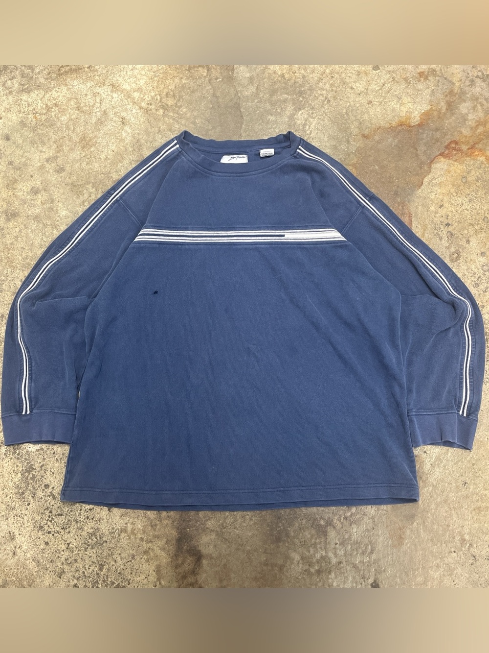 Y2K Zero Turbulence Long Sleeve Shirt Men’s Large Navy Striped Heavyweight Faded